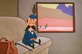 Screenshots from the 1961 Walter Lantz cartoon Rough and Tumbleweed