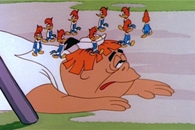Screenshots from the 1961 Walter Lantz cartoon The Bird Who Came To Dinner