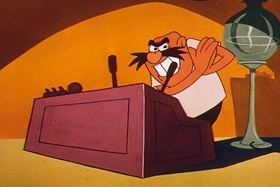 Screenshots from the 1961 Walter Lantz cartoon Franken-Stymied