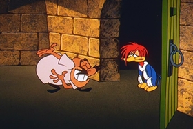 Screenshots from the 1961 Walter Lantz cartoon Franken-Stymied