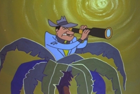 Screenshots from the 1961 Walter Lantz cartoon Case of the Red-Eyed Ruby