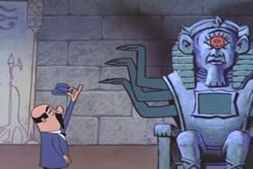 Screenshots from the 1961 Walter Lantz cartoon Case of the Red-Eyed Ruby