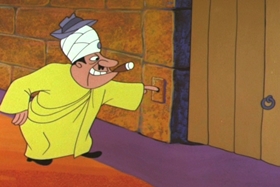 Screenshots from the 1961 Walter Lantz cartoon Case of the Red-Eyed Ruby