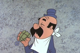 Screenshots from the 1961 Walter Lantz cartoon Case of the Red-Eyed Ruby