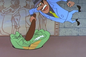 Screenshots from the 1961 Walter Lantz cartoon Case of the Red-Eyed Ruby