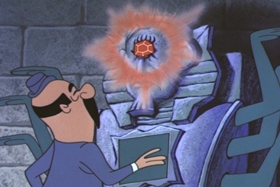 Screenshots from the 1961 Walter Lantz cartoon Case of the Red-Eyed Ruby