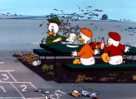 Screenshots from the 1961 Disney cartoon The Litterbug
