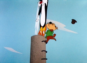 Screenshots from the 1961 Warner Bros. cartoon Hoppy Daze