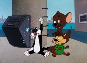 Screenshots from the 1961 Warner Bros. cartoon Hoppy Daze