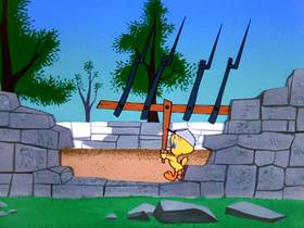 Screenshots from the 1961 Warner Bros. cartoon The Rebel Without Claws