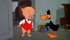 Screenshots from the 1961 Warner Bros. cartoon Daffy