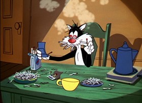 Screenshots from the 1961 Warner Bros. cartoon The Last Hungry Cat