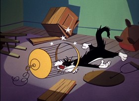 Screenshots from the 1961 Warner Bros. cartoon The Last Hungry Cat