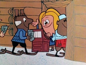 Screenshots from the 1961 Jay Ward Productions cartoon Goldilocks and the Three Bears