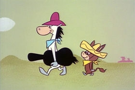 Screenshots from the 1961 Hanna-Barbera cartoon The Mark of El Kabong