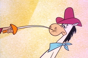 Screenshots from the 1961 Hanna-Barbera cartoon The Mark of El Kabong
