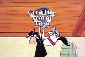 Screenshots from the 1961 Hanna-Barbera cartoon The Mark of El Kabong