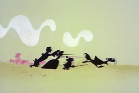 Screenshots from the 1961 Hanna-Barbera cartoon The Mark of El Kabong