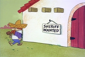 Screenshots from the 1961 Hanna-Barbera cartoon The Mark of El Kabong