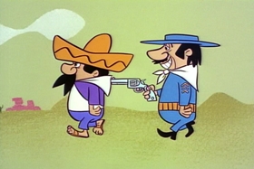 Screenshots from the 1961 Hanna-Barbera cartoon The Mark of El Kabong