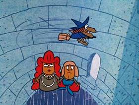 Screenshots from the 1961 Jay Ward Productions cartoon Snow White Meets Rapunzel