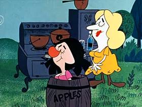 Screenshots from the 1961 Jay Ward Productions cartoon Slow White and Nose Red