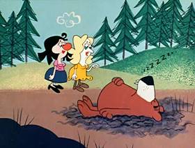 Screenshots from the 1961 Jay Ward Productions cartoon Slow White and Nose Red