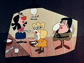 Screenshots from the 1961 Jay Ward Productions cartoon Slow White and Nose Red