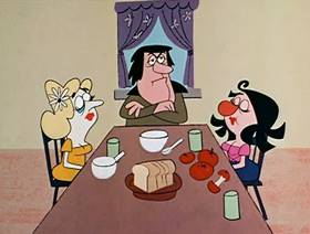 Screenshots from the 1961 Jay Ward Productions cartoon Slow White and Nose Red