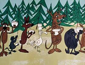 Screenshots from the 1961 Jay Ward Productions cartoon Slow White and Nose Red