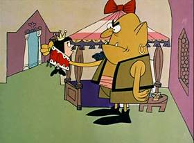Screenshots from the 1961 Jay Ward Productions cartoon Prince Hyacinth and the Dear Little Princess