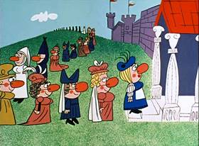 Screenshots from the 1961 Jay Ward Productions cartoon Prince Hyacinth and the Dear Little Princess