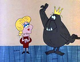 Screenshots from the 1962 Jay Ward Productions cartoon Cutie and the Beast