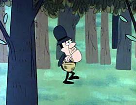 Screenshots from the 1962 Jay Ward Productions cartoon Cutie and the Beast