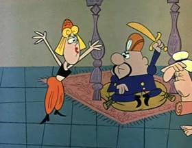 Screenshots from the 1962 Jay Ward Productions cartoon The Flying Carpet