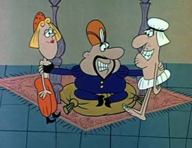 Screenshots from the 1962 Jay Ward Productions cartoon The Flying Carpet