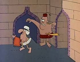 Screenshots from the 1962 Jay Ward Productions cartoon The Flying Carpet