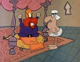 Screenshots from the 1962 Jay Ward Productions cartoon The Flying Carpet
