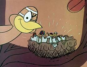 Screenshots from the 1962 Jay Ward Productions cartoon The Count and the Bird
