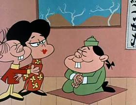 Screenshots from the 1962 Jay Ward Productions cartoon The Magic Lichee Nuts