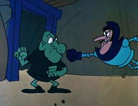 Screenshots from the 1962 Jay Ward Productions cartoon The Seven Chickens