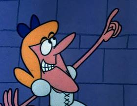 Screenshots from the 1962 Jay Ward Productions cartoon The Seven Chickens