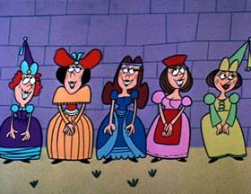 Screenshots from the 1962 Jay Ward Productions cartoon The Seven Chickens