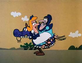 Screenshots from the 1962 Jay Ward Productions cartoon The Seven Chickens