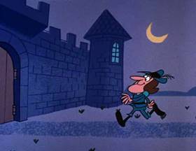 Screenshots from the 1962 Jay Ward Productions cartoon The Seven Chickens