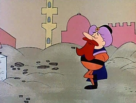 Screenshots from the 1962 Jay Ward Productions cartoon The Teeth of Bagdad