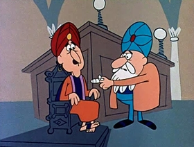 Screenshots from the 1962 Jay Ward Productions cartoon The Teeth of Bagdad