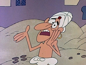 Screenshots from the 1962 Jay Ward Productions cartoon The Teeth of Bagdad