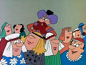 Screenshots from the 1962 Jay Ward Productions cartoon The Teeth of Bagdad