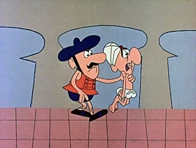 Screenshots from the 1962 Jay Ward Productions cartoon The Teeth of Bagdad